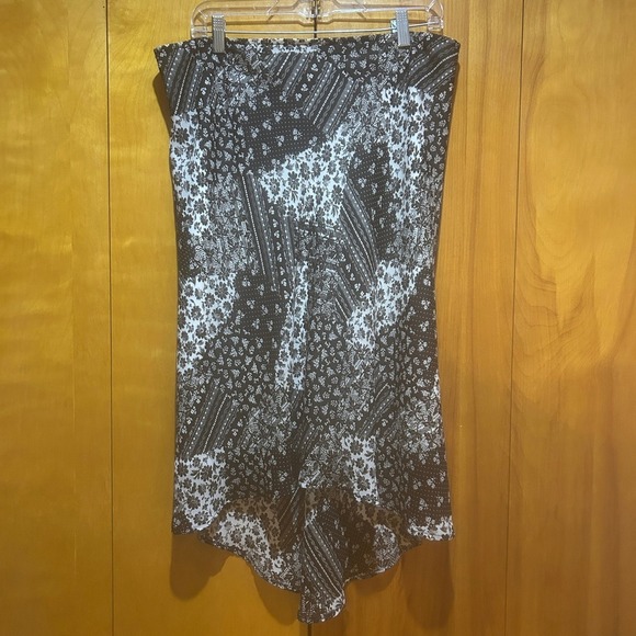 A. Byer Dresses & Skirts - A.Byer Skirt Womens‎ XL Hi Low Black White Patchwork Print Boho Artsy Eclectic